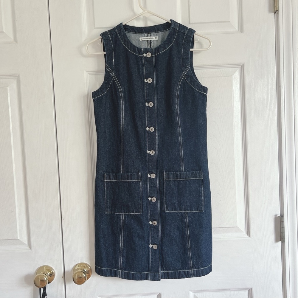 NWT Abercrombie & Fitch Mara Fitted Adjustable Denim Mini Dress - Picture 2 of 8